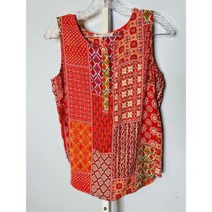Violet + Claire Women's Sleeveless Patchwork Print Top Size S